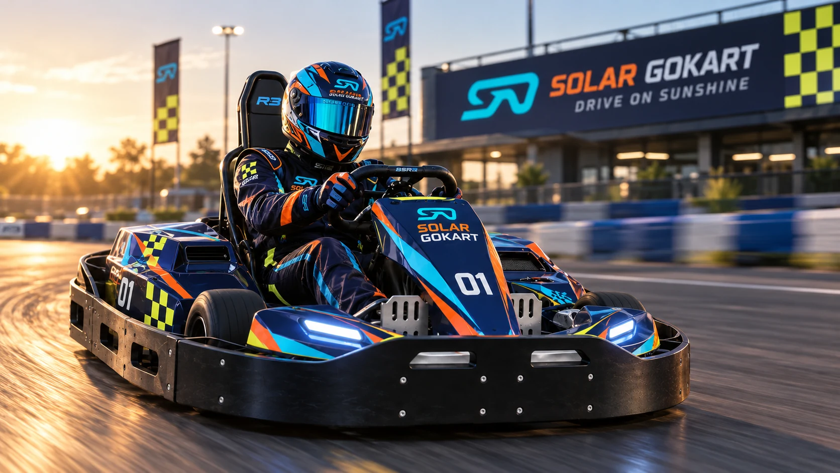 Versenyző a saját arculatú Solar Gokartban – látványterv