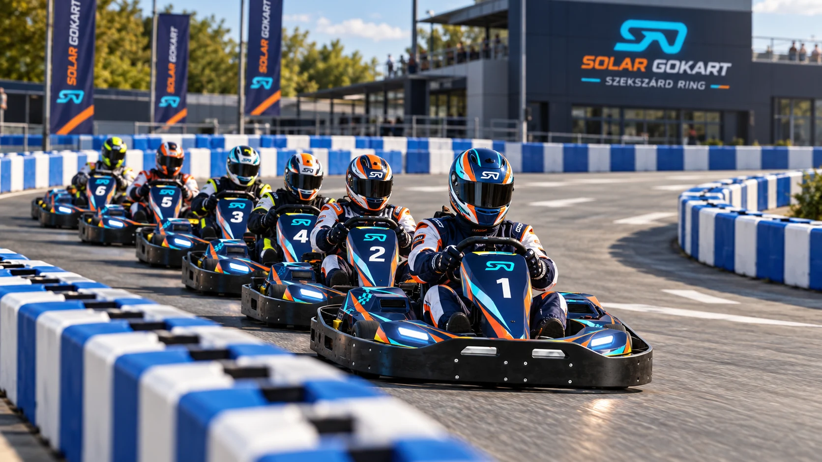 Solar Gokart mezőny a pályán – látványterv
